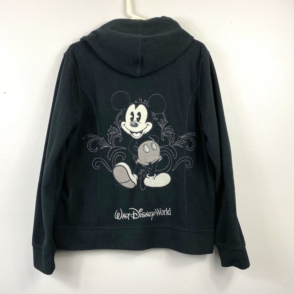 Disney Authentic Black Minnie Mouse Fleece Hooded Zip Up Womens Large